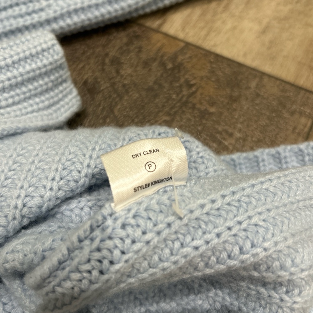 Light Blue Oversized Ribbed Button Cardigan Sweater - Picture 5 of 5